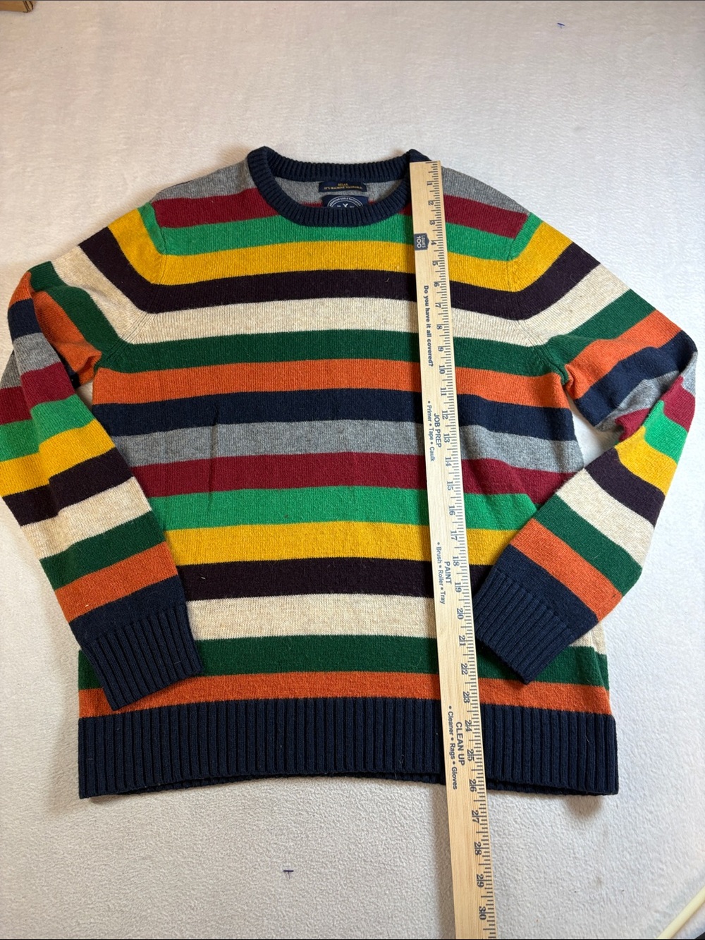 American Eagle Outfitters Navy Multicolor Striped Crewneck Sweater